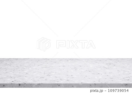 white marble stone table top isolated on white background for product display 109739054