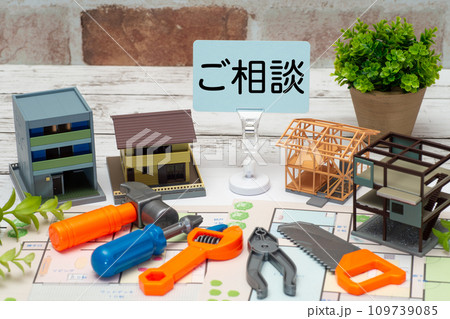 建築中の木造住宅と鉄骨住宅とご相談 109739085