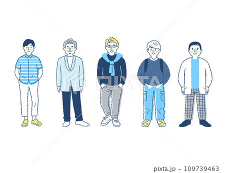 さまざまな男性5人　全身　 fo26-30 109739463