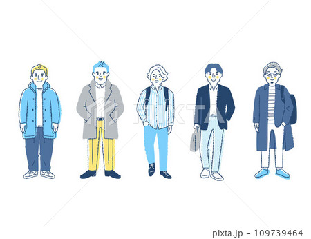 さまざまな男性5人　全身　 fo21-25 109739464