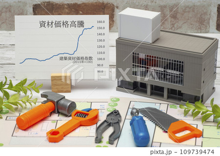 商業施設の建設と建築資材高騰のイメージ 商業施設の建設と建築資材高騰のイメージ 109739474