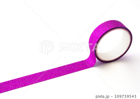 Pink glitter tape roll on white background 109739543