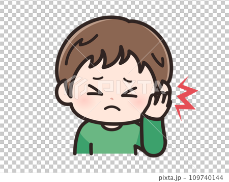 Boy's face with earache 109740144