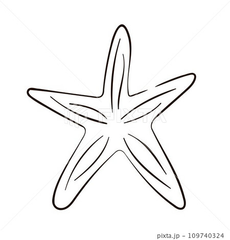 Starfish icon in line art style. Sea Star for print poster, card, sticker tattoo. Vector illustration isolated on a white background. 109740324