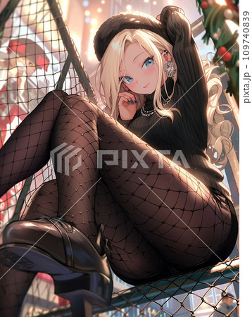 冬と大人っぽい金髪の女性 109740839