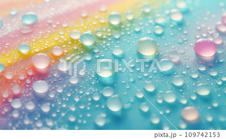 パステルカラーの背景と水滴（AI生成画像） 109742153