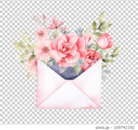 watercolor envelope holding flowers illustration watercolor envelope holding flowers illustration 109742192