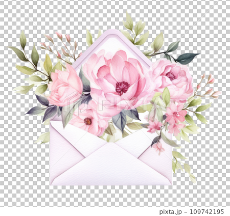 watercolor envelope holding flowers illustration watercolor envelope holding flowers illustration 109742195