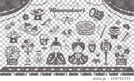 Hinamatsuri 水彩插圖集（黑白剪影） 109742335