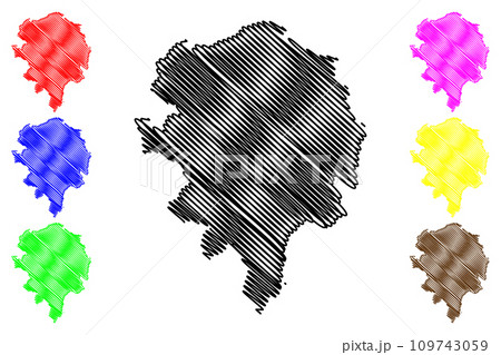 Champawat district (Uttarakhand or Uttaranchal State, Republic of India) map vector illustration, scribble sketch Champawat map 109743059