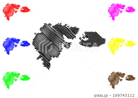 Chittorgarh district (Rajasthan State, Republic of India) map vector illustration, scribble sketch Chittorgarh map 109743112