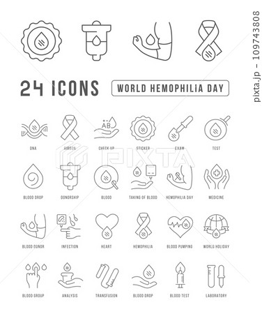 Vector Line Icons of World Hemophilia Day 109743808