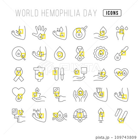 Vector Line Icons of World Hemophilia Day Vector Line Icons of World Hemophilia Day 109743809