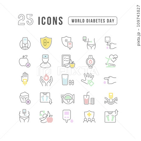 Vector Line Icons of World Diabetes Day 109743827