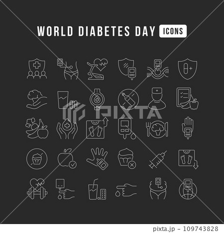 Vector Line Icons of World Diabetes Day 109743828