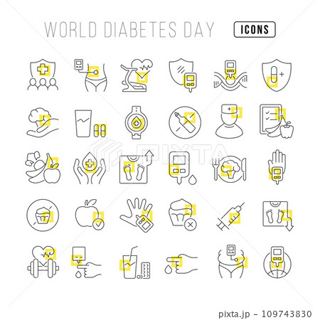 Vector Line Icons of World Diabetes Day 109743830
