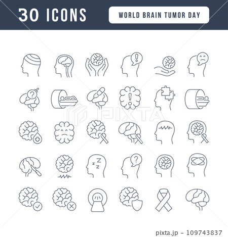 Vector Line Icons of World Brain Tumor Day 109743837