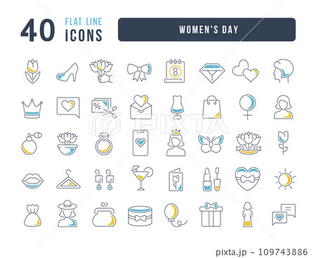 Set of linear icons of Women's Day Set of linear icons of Women's Day 109743886