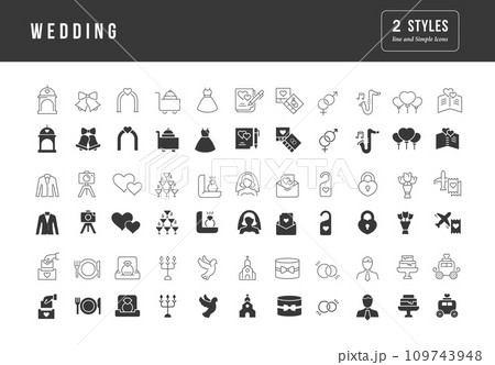 Set of simple icons of Wedding 109743948