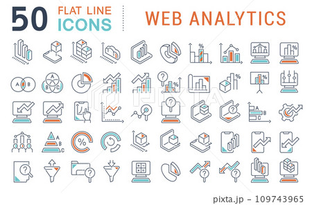 Set Vector Line Icons of Web Analytics 109743965