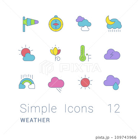 Set of Simple line Icons of Weather 109743966