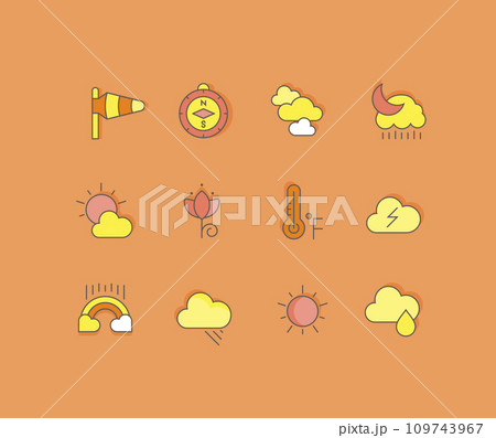 Set of Simple line Icons of Weather 109743967
