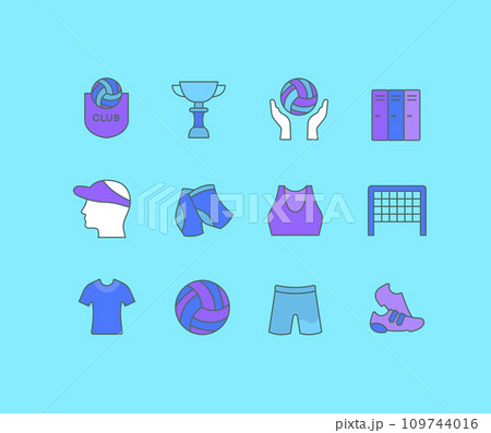 Set of Simple line Icons of Volleyball 109744016