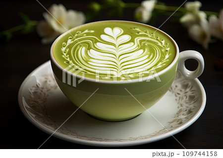 Matcha latte, japan green tea - Stock Illustration [109744158] - PIXTA