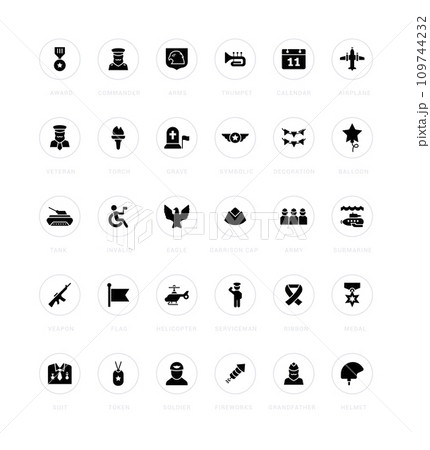 Set of Simple Icons of Veterans Day 109744232