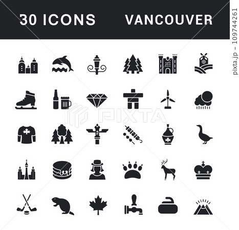 Set of Simple Icons of Vancouver Set of Simple Icons of Vancouver 109744261