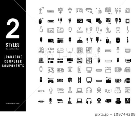 Simple Line Icons of Upgrading Computer Components Simple Line Icons of Upgrading Computer Components 109744289