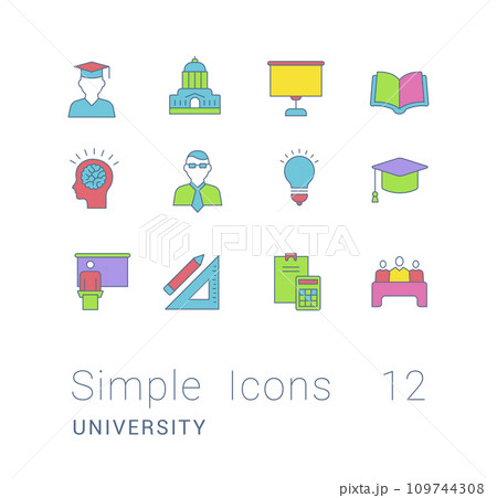 Set of Simple line Icons of University Set of Simple line Icons of University 109744308