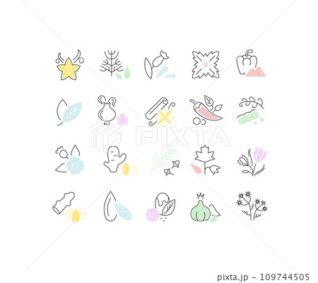 Set Vector Line Icons of Spices. Set Vector Line Icons of Spices. 109744505