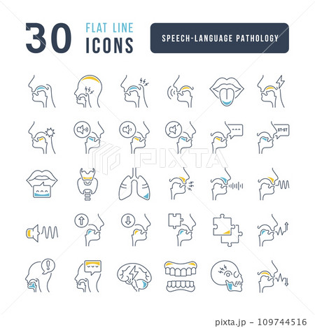 Set of linear icons of Speech-Language Pathology Set of linear icons of Speech-Language Pathology 109744516