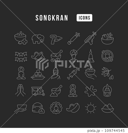 Vector Line Icons of Songkran Vector Line Icons of Songkran 109744545