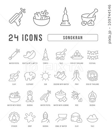 Vector Line Icons of Songkran Vector Line Icons of Songkran 109744546