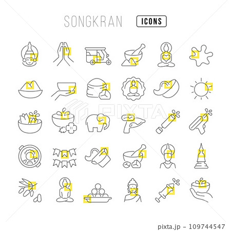 Vector Line Icons of Songkran Vector Line Icons of Songkran 109744547