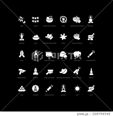 Vector Simple Icons of Songkran Vector Simple Icons of Songkran 109744549