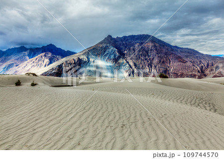 Sand dunes in Himalayas. Hunder, Nubra valley, Ladakh 109744570