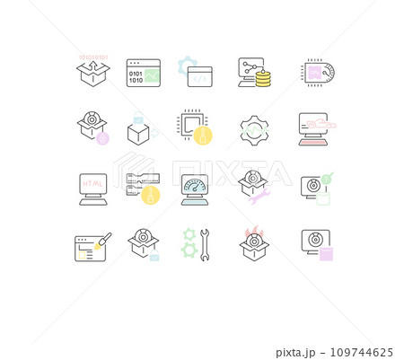 Set Vector Line Icons of Software 109744625