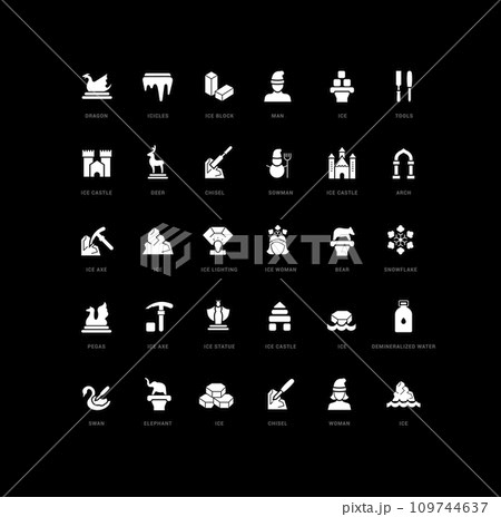 Vector Simple Icons of Snow Sculpture Festival 109744637