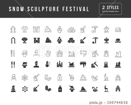 Vector Simple Icons of Snow Sculpture Festival 109744638