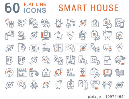 Set Vector Line Icons of Smart House Set Vector Line Icons of Smart House 109744644