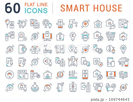 Set Vector Line Icons of Smart House Set Vector Line Icons of Smart House 109744645