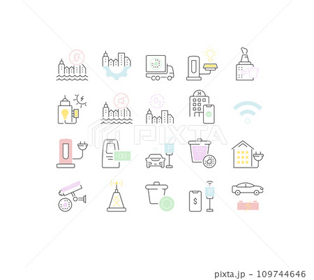 Set Vector Line Icons of Smart City Set Vector Line Icons of Smart City 109744646