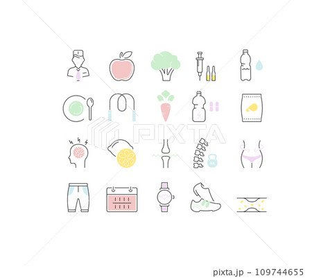 Set Vector Flat Line Icons Slimming 109744655