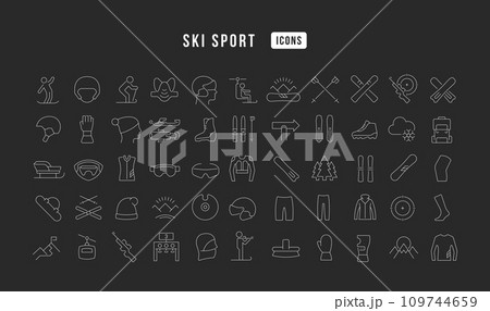 Set of linear icons of Ski Sport Set of linear icons of Ski Sport 109744659
