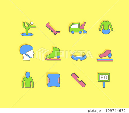 Set of Simple line Icons of Skating Sports 109744672