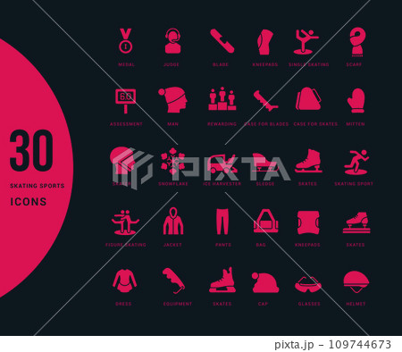 Set of Simple Icons of Skating Sports Set of Simple Icons of Skating Sports 109744673