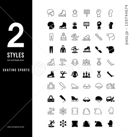 Simple Line Icons of Skating Sports 109744674